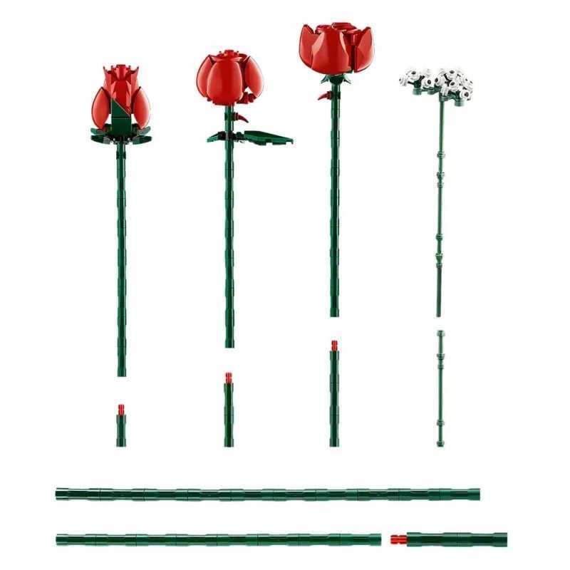 Compatible with Bouquet Building Blocks New Assembled Ornaments Preserved Fresh Flower Valentines Day Toys Roses10328 Z250528