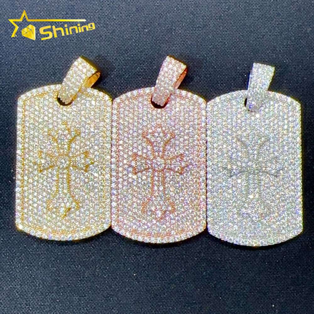 Hot Sell Iced Out Dog Tag Sier Lab Dia Jewelry Men Women Hip Hop GRA Certified Moissanite Necklace Pendant
