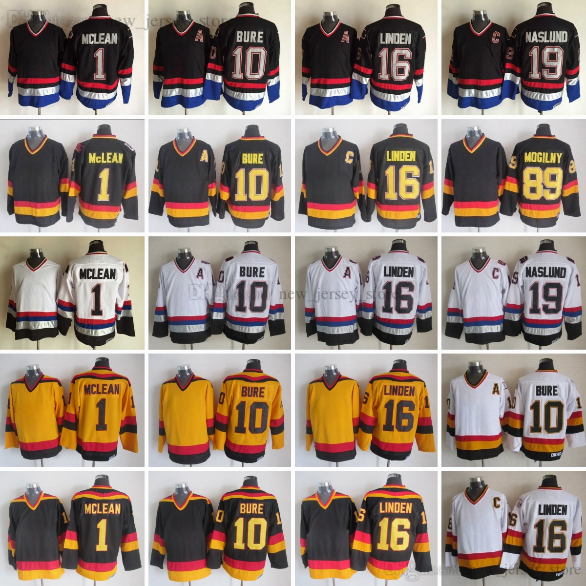 Vintage CCM Hockey 10 Pavel Bure Jersey Throwback 89 Alexander Mogilny 16 Trevor Linden 1 Kirk Mclean 44 Todd Bertuzzi Markus Naslund Jerseys Ice Sport Classic Retro