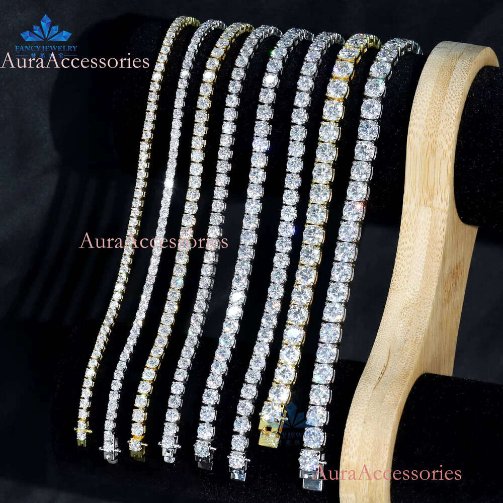 Hip Hop Jewelry Custom Real 10K 14K Solid Gold Bracelet DEF Lab Grown Dia Bangle Tennis Chain