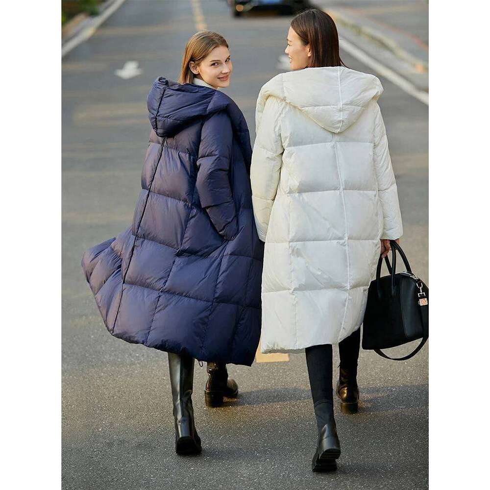 AMII Minimalist Down Puffer For Women Winter Long Bread Coat Light Thick Warm Quality Fashion Outerwear New 12324060