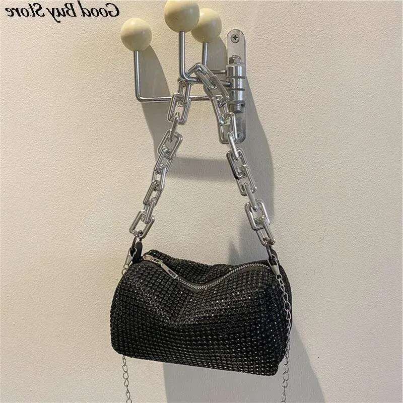 Women Bg Shoulder Bags Rhie Handle Clutch Sier Chains Bag Evening Wedding Wallets Crystal Handbags