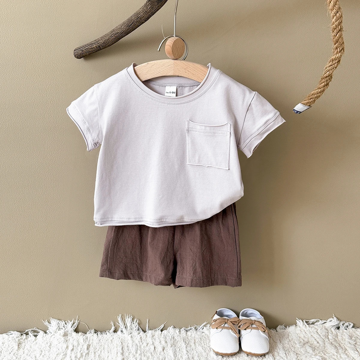 Summer born Baby Boys Girls Korean Version Clothes Set Home Leisure Solid Color Shirt Shorts Sports Suit 2PcsSet 250528
