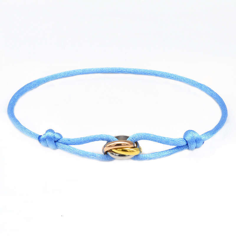Handwoven Couple Stainless Steel DIY Colors Three Rings Adjustable Bracelet
