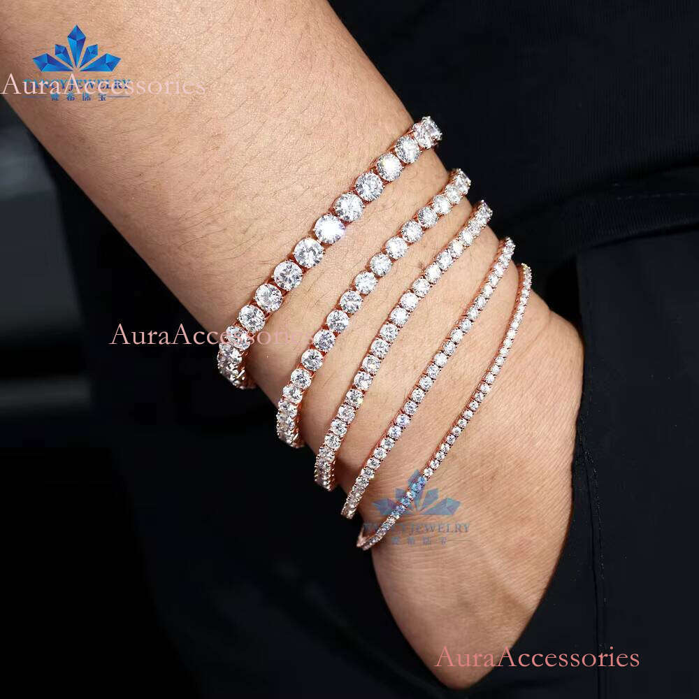 Wholesale Sterling Sier Chain 2mm 3mm 4mm GRA Hip Hop Style VVS Moissanite Tennis Bracelet High Quality Jewelry