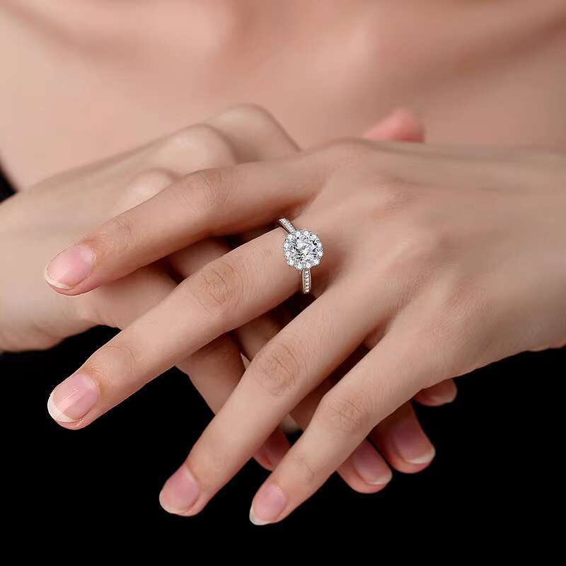 925 Sterling Silver Moissanite Ring 1.0ct Moissanite Diamond Women Luxury Wedding Rings for Women