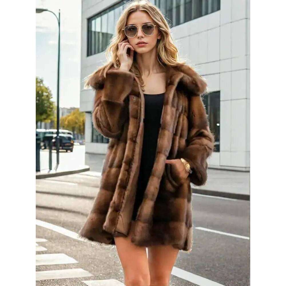 DEAT Fashion Women's Faux Coat Hooded Covered Button Loose Thick Warm Imitation Mink Fur Jacket Winter 2024 New Tide 7AB5406