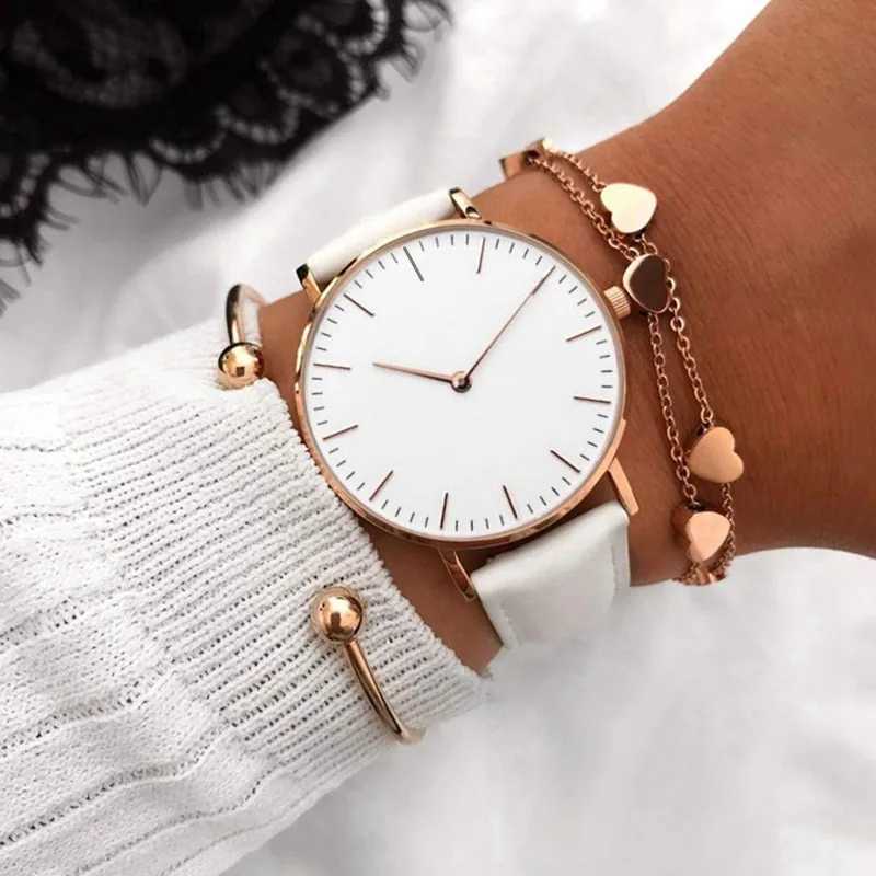 Fashion Women Watches Luxury Metal Dial Leather Belt Analog Ladies Quartz Wrist Watch Simple Casual Female Clock Montre Femme XJ250527