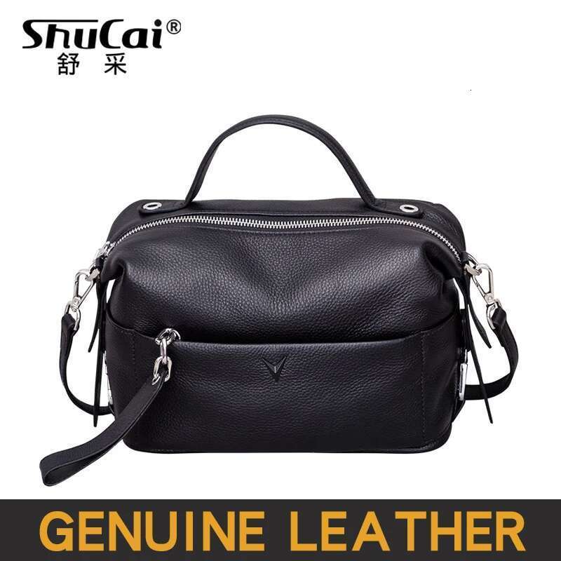 Genuine Leather New Fashion Women Messenger Bag Small Handbag British Boston Casual Tote Lady Shoulder Bags