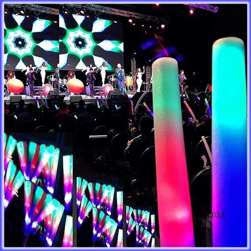 RM-6Pcs Light Up Foam Sticks LED Foam Sticks LED Foam Sticks Glow Batons With 3 Modes Flashing Effect For Party Concert And Even W250528
