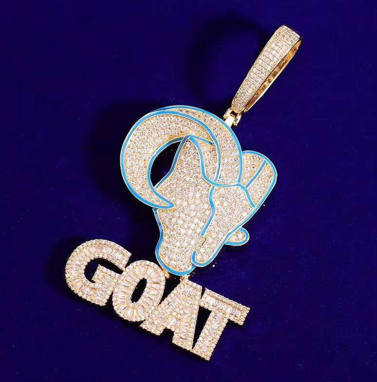Sterling Sier Custom Animal Iced Out VVS Jewelry Moissanite Rapper Hip Hop Dia Goat Pendant