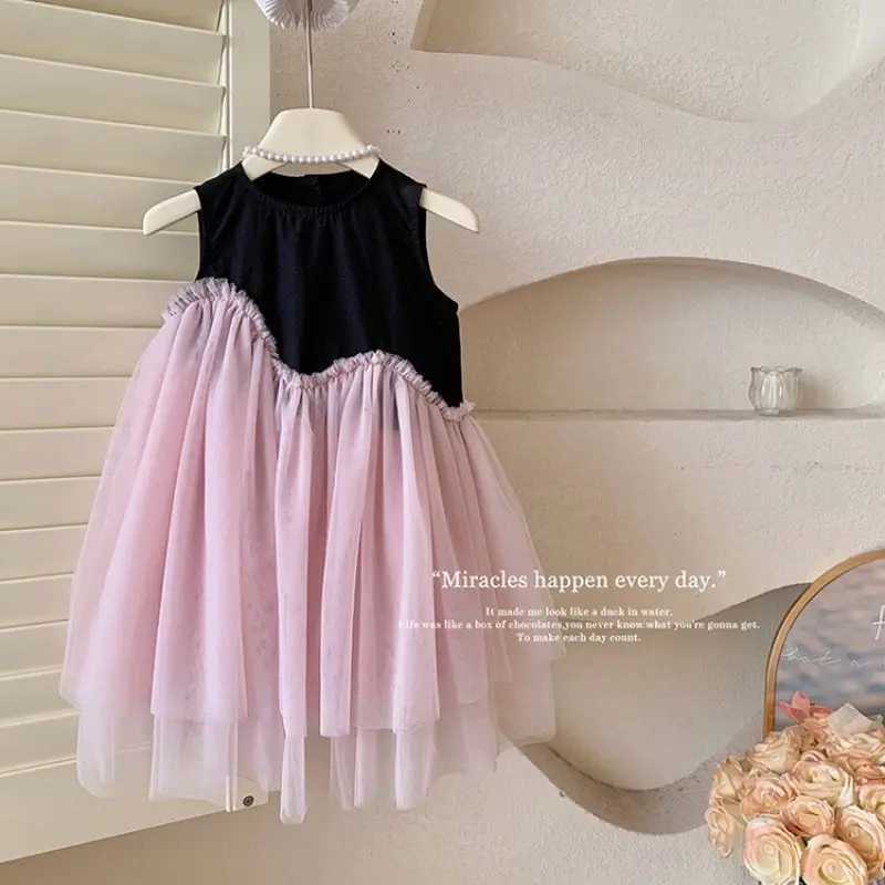 Girls Casual Dresses Color Contrast Patchwork Mesh Princess Dress Toddler Girl Clothes Party Dress Kids Girl Princess Dresses X250528