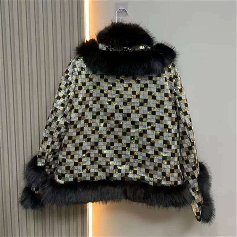 Faux Fur Coats for Women,Single Breasted Jacket,Thicken Warm Female Clothes, High Quality,Sequins,New, Winter, 2025