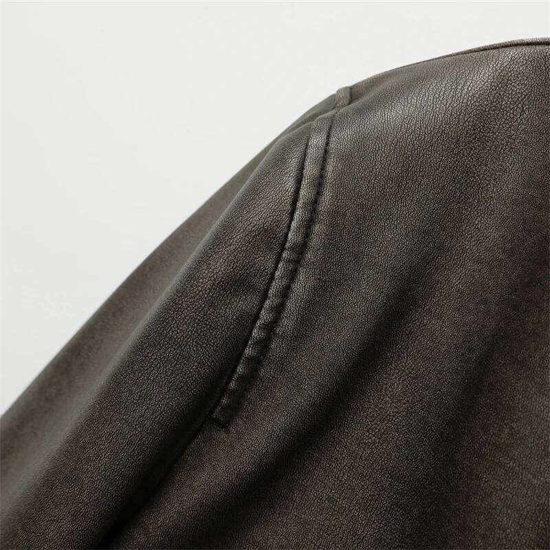 RARF Women's new vintage imitation leather bomber jacket coat top women's style