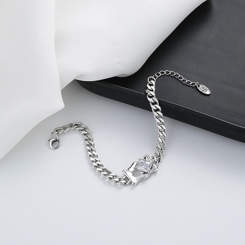 S925 sterling silver fashion trend personalized live-streaming influencer style cool and elegant casual diamond magic mirror luxury small-scale design