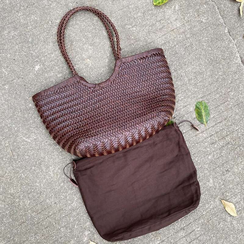 Genuine Leather Hand Woven Tote Bags For Women Designer Handbag And Purses 2025 New In Cowhide With Inner Pocket Shoulder
