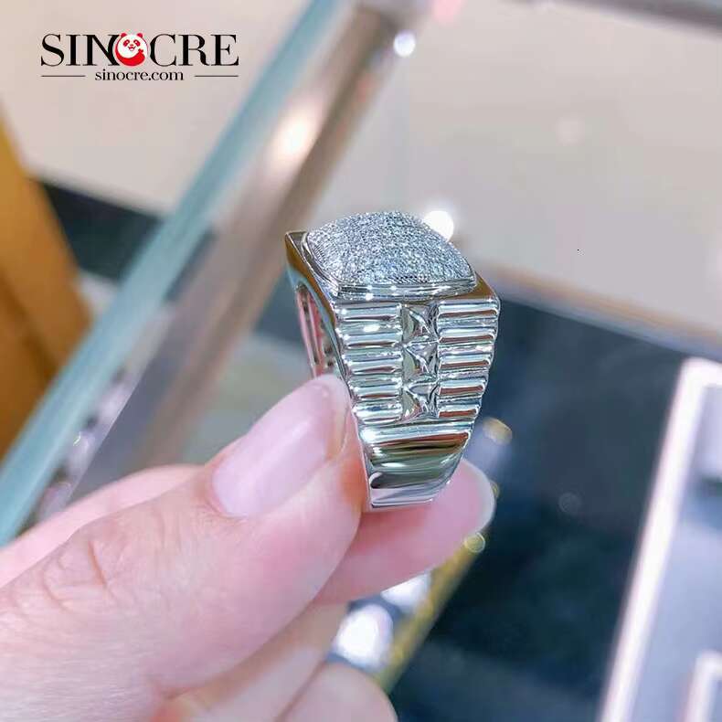 Bulk High Quality Diamond Vvs1 Moissanite Jewelry Sterling Silver 14k White Gold Plated Rings for Men Big