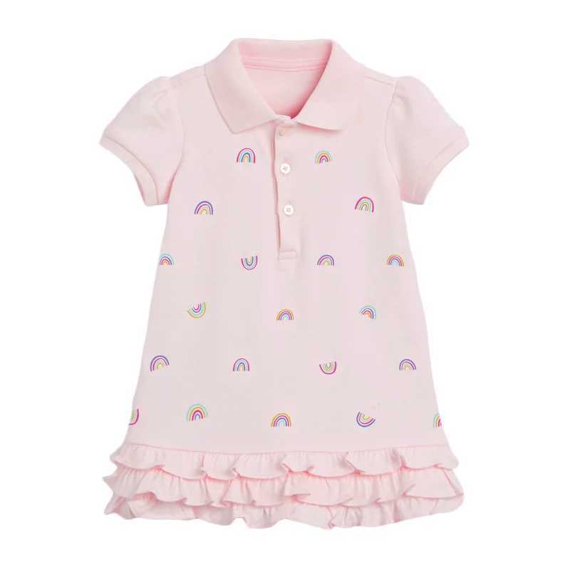 Little maven 2025 Summer Dress Casual Cotton Clothes Pink Rainbow Pretty Princess Dress for Baby Girls Kids 2 to 7 years X250528
