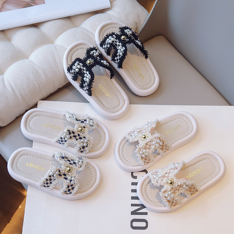 Children Slippers Summer Kids Girl Princess Slippers with Pearl Design Toddler Slippers Kidsnest for youth Outdoor Size US5.5C-US3Y K0680