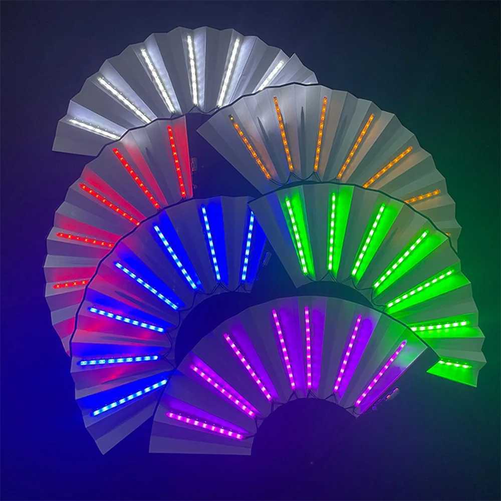 Luminous LED Folding Fan Night Club Dancing Lights Fan Wedding Gifts Glow In The Dark Birthday Halloween Shipping without Battery W250528