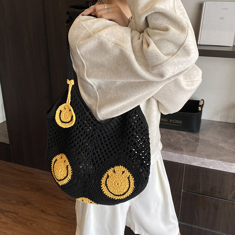 Free Shipping Designer Women's Bag Fashionable Knitted Handbag New Large Capacity High-end Armpit Shoulder Bag Vacation Beach Bag Vegetable Baske
