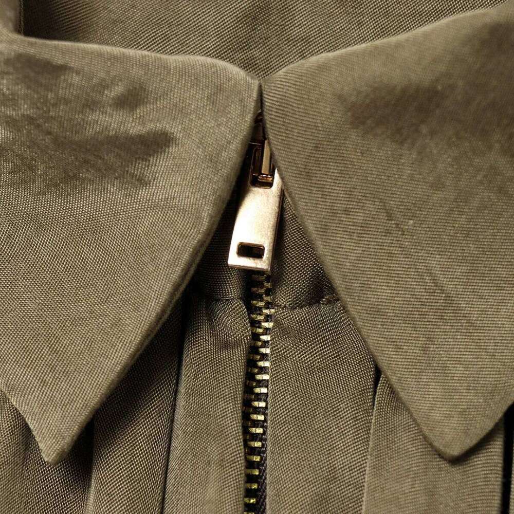 ZBZA Women's Classic Retro Jacket Lapel Long Sleeve Front Zipper Loose Hem Top Spring Summer New Casual Versatile Chic Outerwear