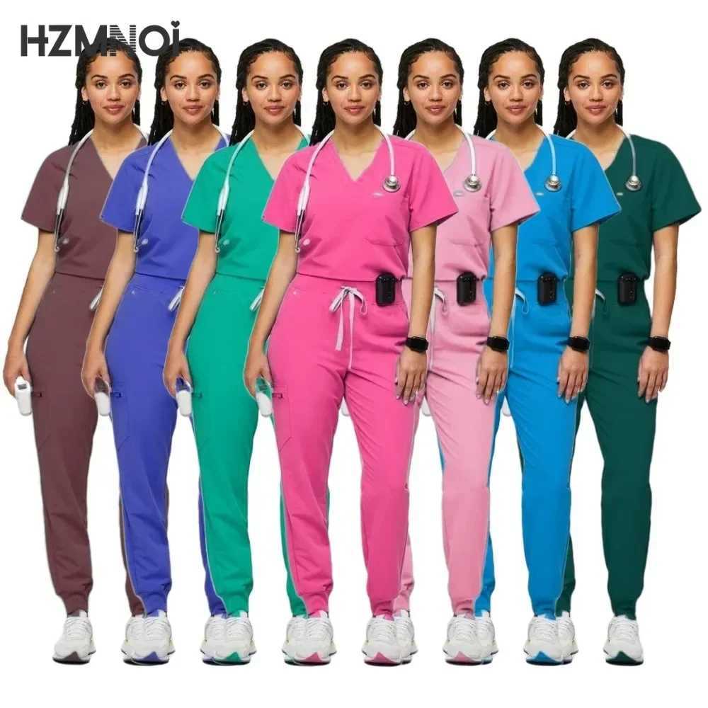 New Tops+pant Medical Uniform Surgery Scrubs Shirt Short Slve Pet Shop Doctor Nurse Nursing Uniform Set Women Workwear Scrub X250528