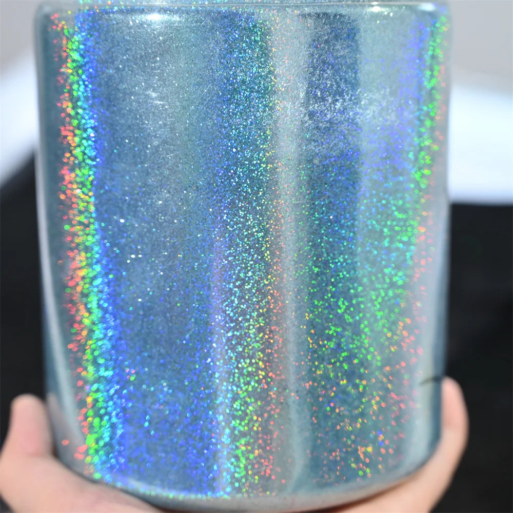 50g/Bag 0.2mm Holographic Laser Silver Glitter Powder 1/128 Manicure Shiny Sparkle Chrome Pigment Dust UV Gel Nail Art Glitters 250523