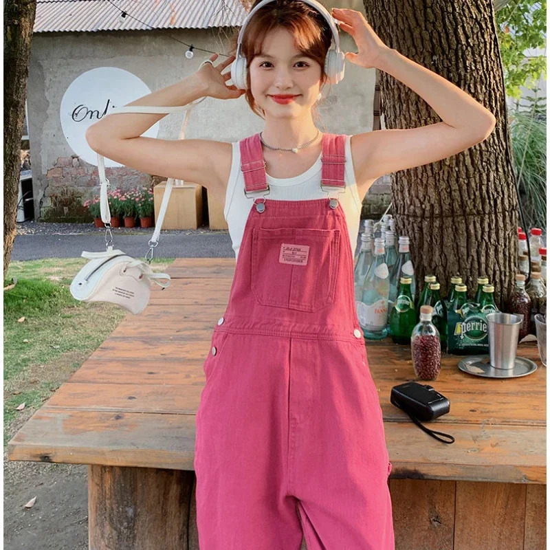 ZMZBCH Womens Spring and Summer Age Reducing Jeans Denim Straps Pants Net Red Loose Slim Versatile Clothing 250516Z