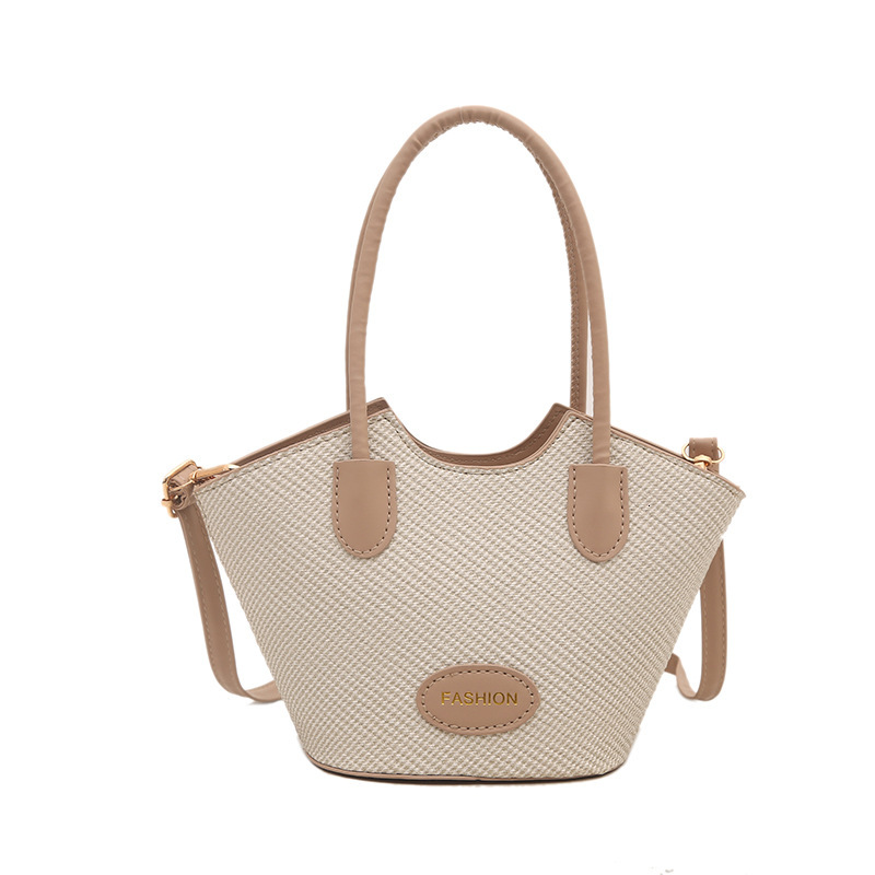 2025 new color blocked niche female fashion designer multifunctional cross body texture handheld bucket bag