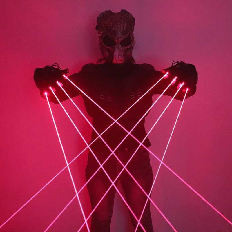 650nm 4Pcs Red Laser Gloves Single Point Big Beam Laser Cannon Palm Light Dress Up LED Robot Suit For DJ Bar Club Party Show W250528