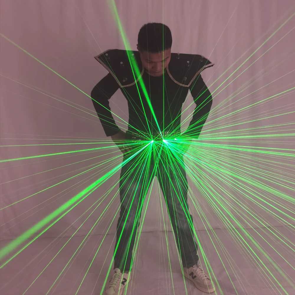 Future Novelty Green Laser Shoulder Vest LED Suit Jacket Starry Sky Laser Line Fireworks Colorful Effect Stage Performance W250528