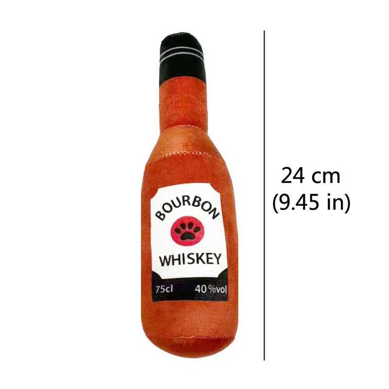 Funny Plush Dog Toys Beer Bottle Shaped Small Large Dogs Squeak Sound Clean Teeth Chew Toy Pets Interactive Playing Supplies Y250528