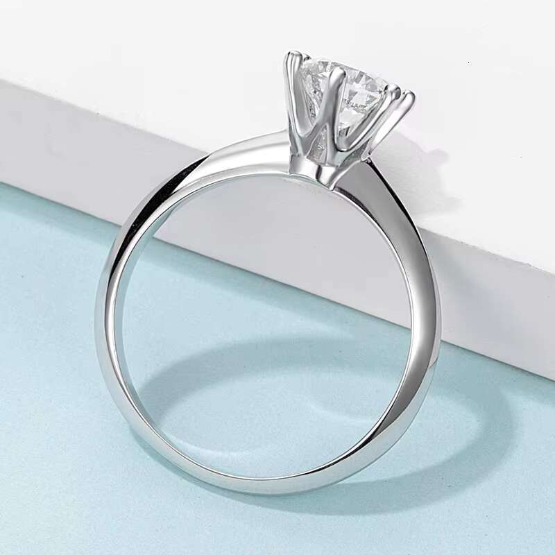 Luster 925 Sterling Silver Certified Moissanite Rings Dcolor VVS 0.5ct 1ct 1.5CT Moissanite Silver Wedding Ring for Women