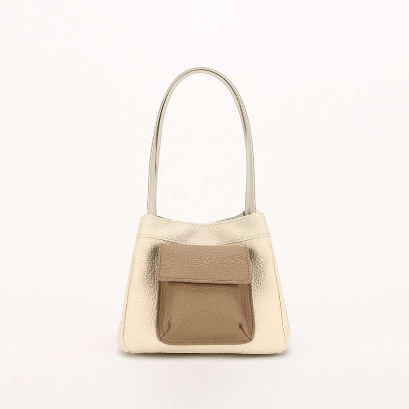 Women's 2023 New Color-Block Small Pocket Handbag Top Layer Cowhide Square Unique Personality Crossbody Bag