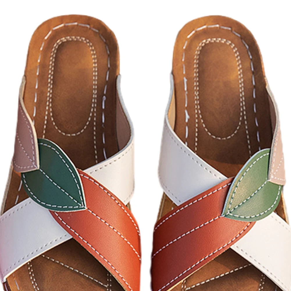 Women Summer Sandals Non Slip Ladies Wedge Sandals Breathable Slip On Footwear Platform Cross Strap Slippers for Beach 250523
