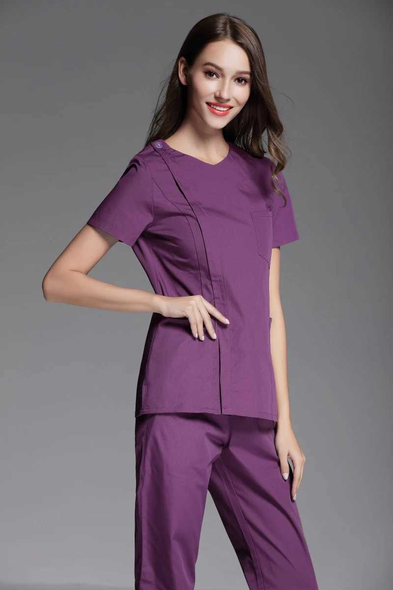 Summer Front Side Zipper Opening Nurse Uniform Women Short Slve Hair Beauty Skin Caring Working Overall Dental Medical Clothes X250528