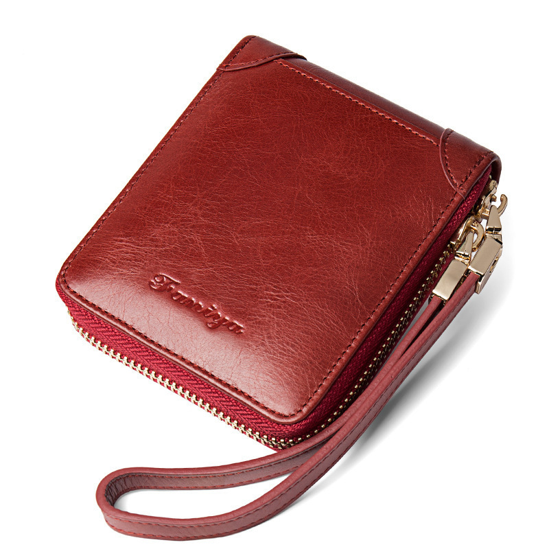 Free Shipping Designer Leather Wallet Popular Online Women's Short Coin Purse Fashionable Small Card Bag Exquisite Retro Leather Wallet ID Bag