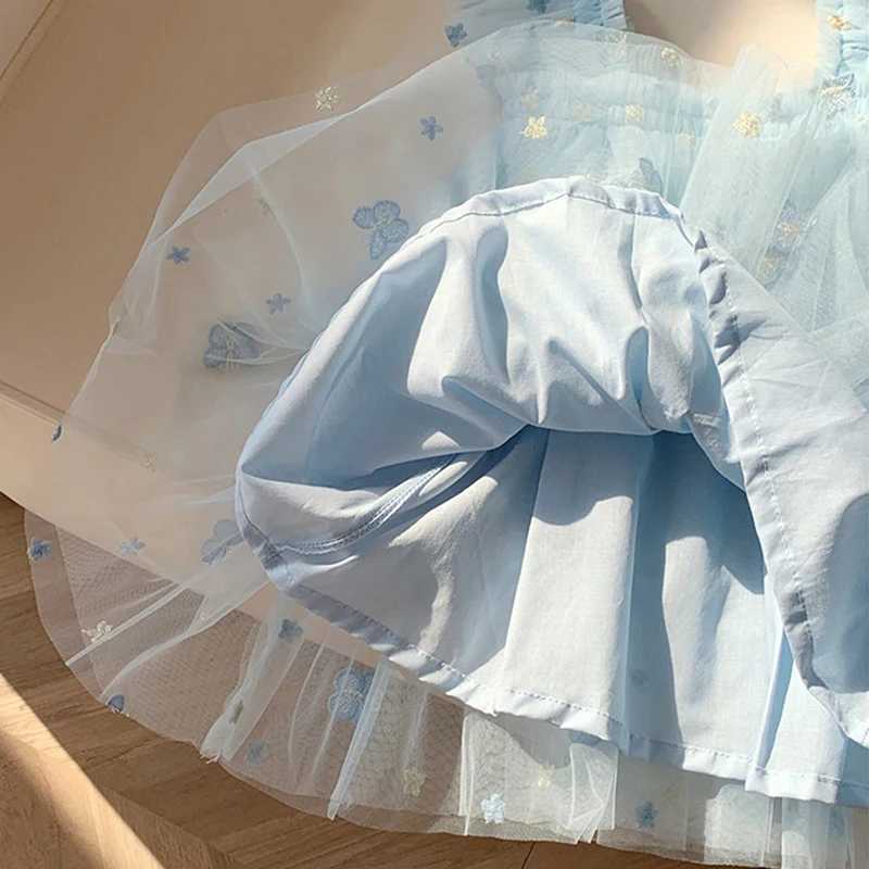 Summer New Baby Girls Pink Dress Casual Costume for 2025 Birthday Princess Party Dress Embroidered Butterfly Mesh Toddler Dress X250528
