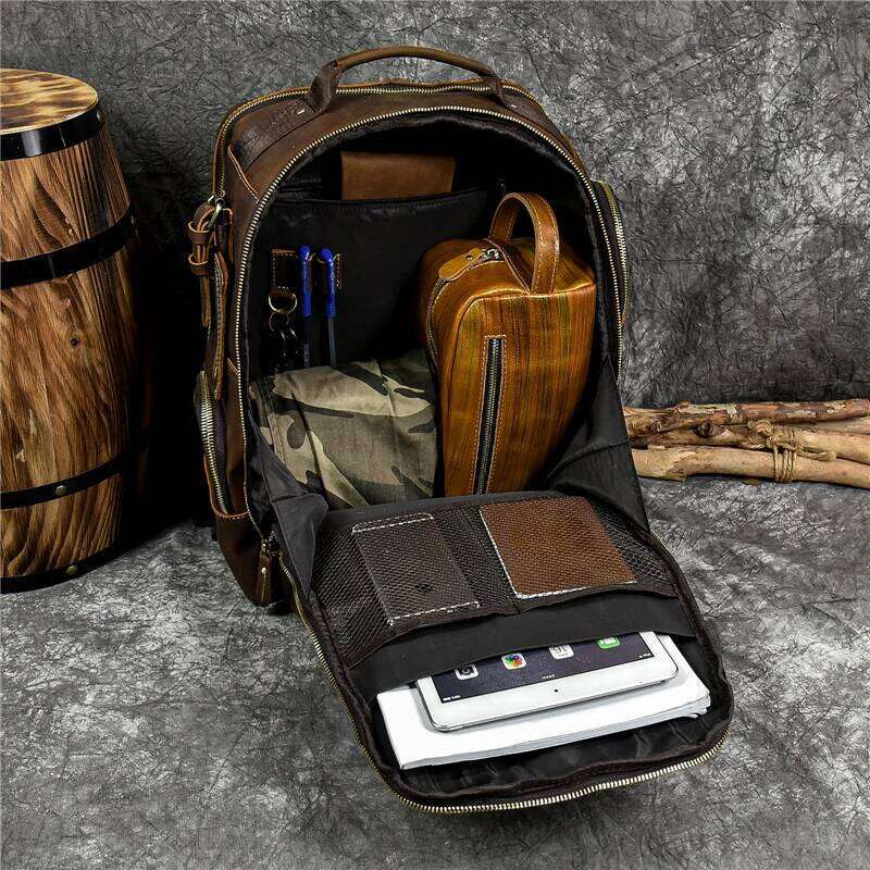 Newsbirds men's retro fashion style bagpack travel backpack school bag for man leather daypack men