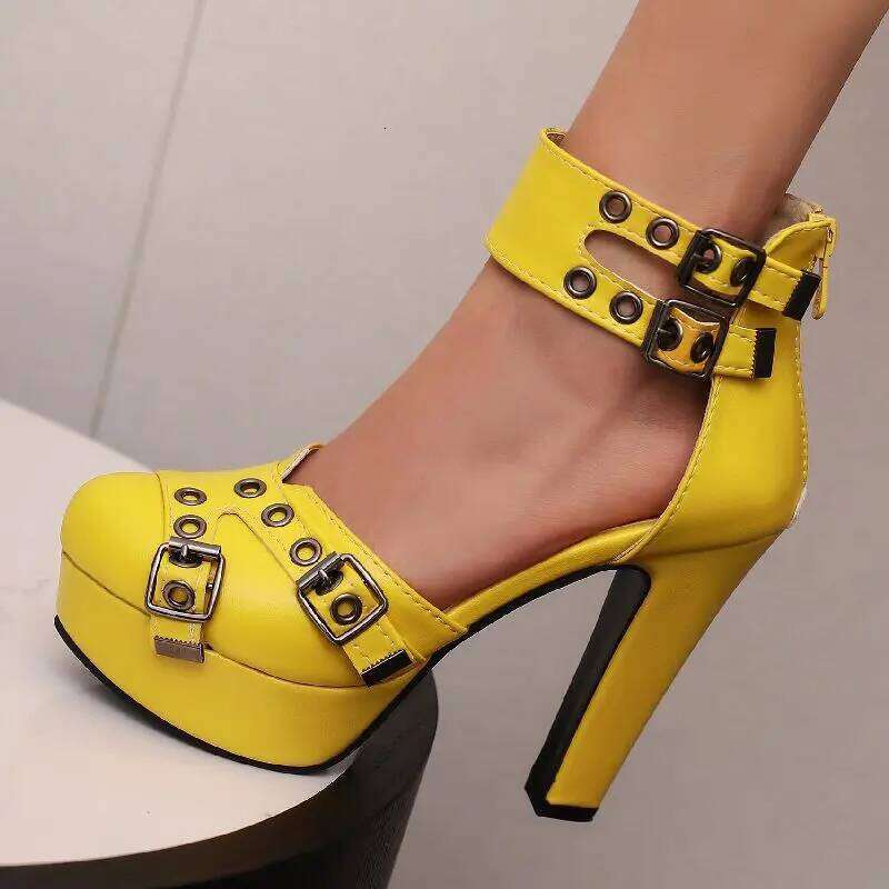 Red Platform High Heels Women's Sandals Summer 2025 Strap Black White Pumps Wedding Fetish Dance Party Shoes Large Size 50