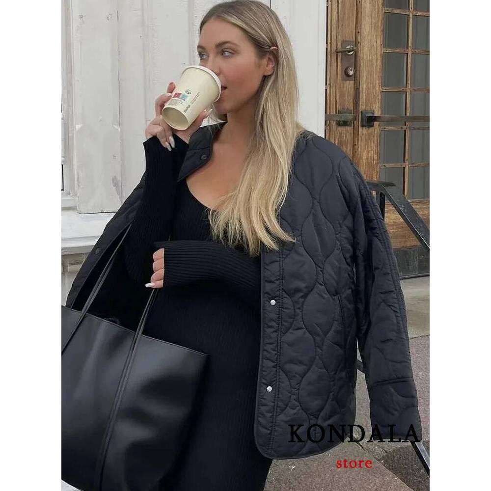 TRAFZA Streetwear Armygreen Oversized Jackets Women Long Sleeve O Neck Single Buttons Autumn Winter Coats Casual Outwears