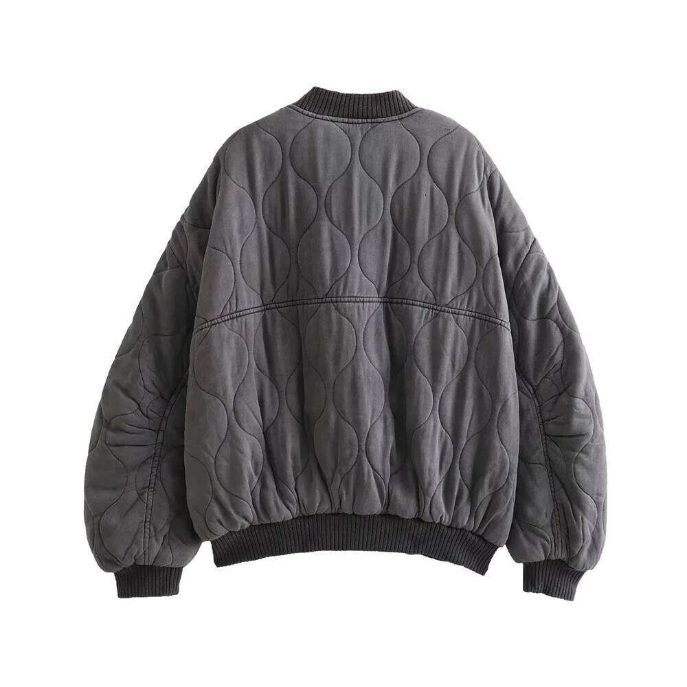 UNIZERA Autumn and Winter New Women's Casual Standing Collar Long Sleeve Versatile Cotton Loose Pilot Jacket Coat