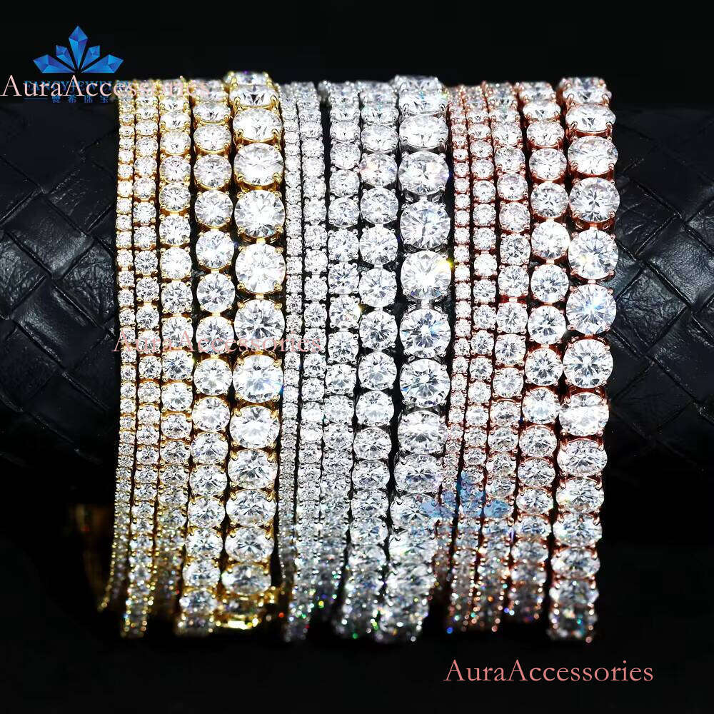 Ready to Shipping Chain 2mm-6.5mm Sterling Sier D VVS1 Moissanite Dia Tennis Bracelet With GRA Certificate