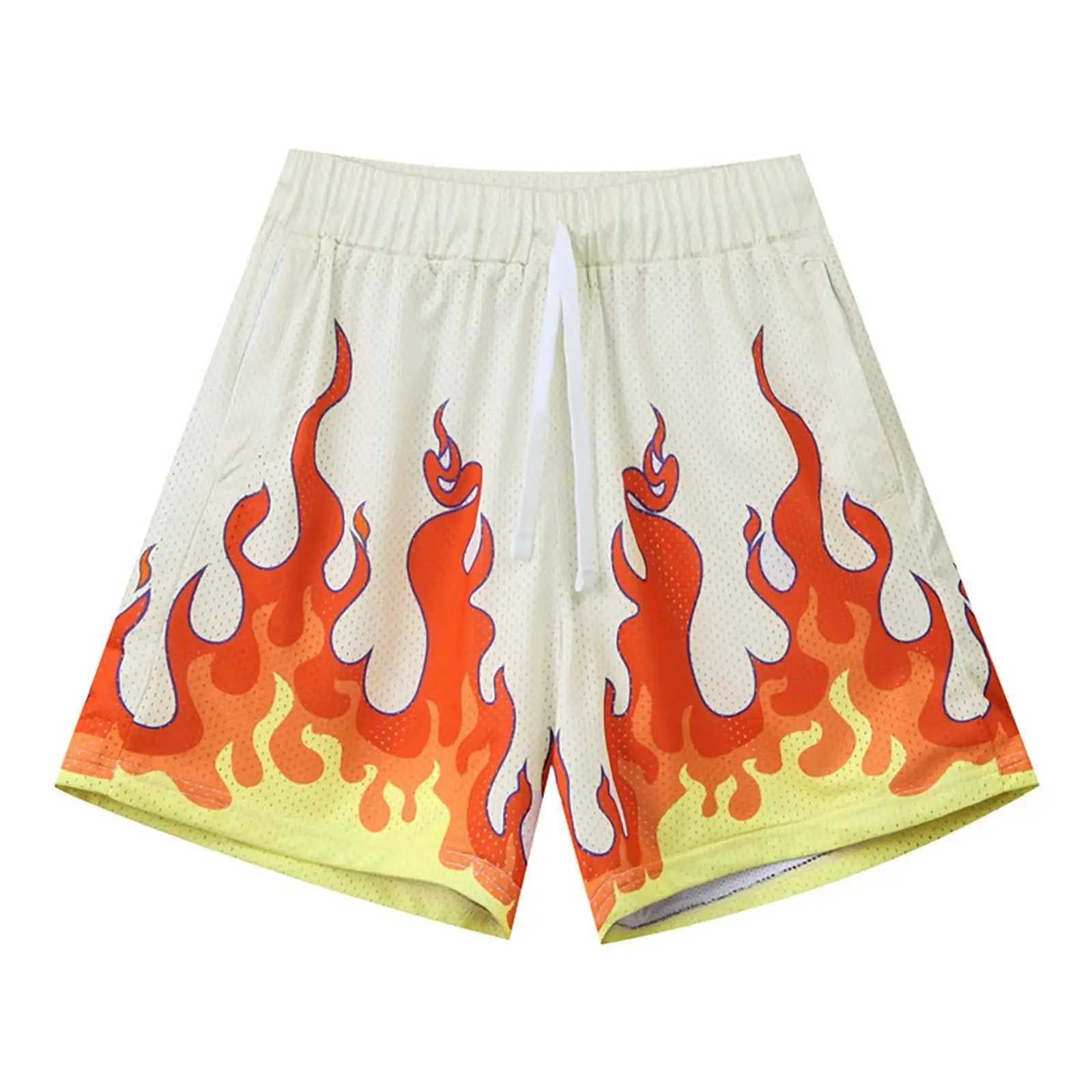 Mens Flame Pattern Basketball Shorts Boys Summer Cool Hawaii 3D Printed Casual Swim Trunks Quick Dry Surfboard Shorts X2505281