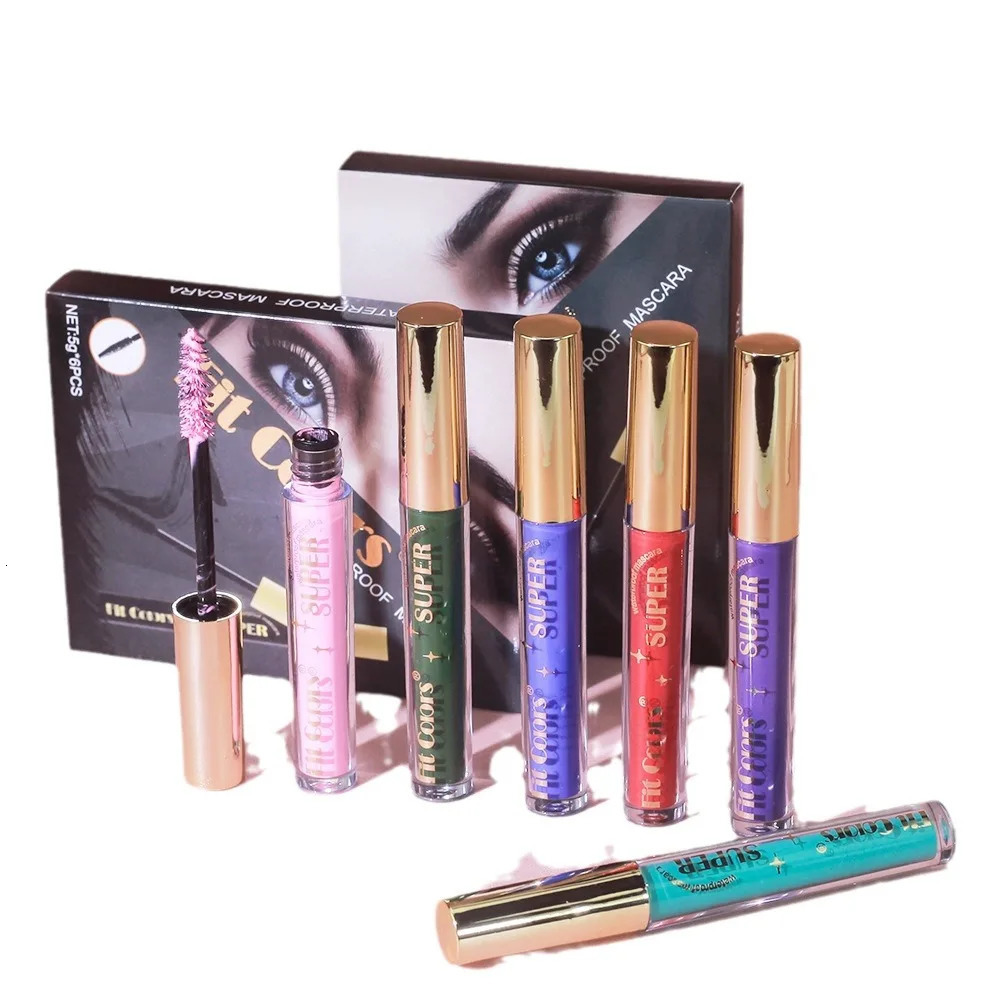 6 Color/Set Mascara Thick Curl 3D Mascara Non-smudding Stage Makeup Natural Lasting Purple White Red 250523
