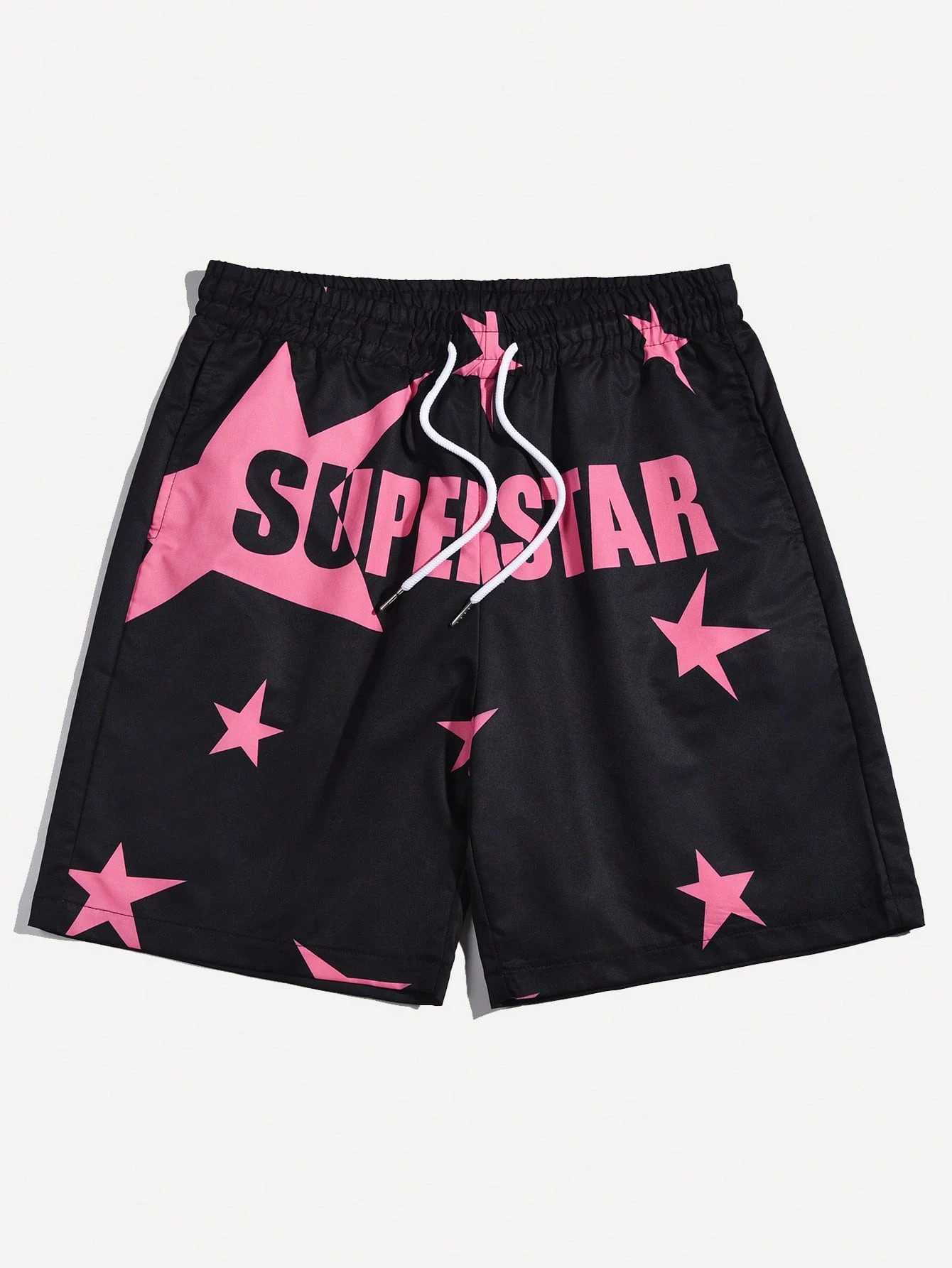 Summer Men Print Superstar Shorts Breathable Absorb Sweat Quick-drying Gyms Loose Shorts Outdoor Sports Beach Mesh Shorts X250528