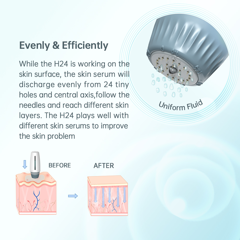Bio Needle H24 Microneedle Stamp Therapy Adjustable Needle Size 0-1.5mm Skin Care MTS Hair Re-grworth Beard Growth