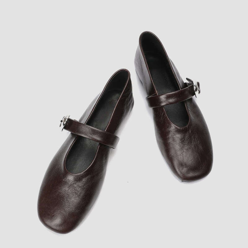 French Style 2025 Spring New Silver Buckle Decorated One-Strap Simple Flat Ballet Shoes115035508