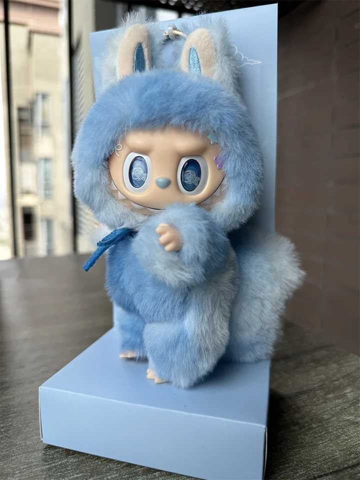 High Quality 17cm Blue Zimo Blind Box Angel Labubu Cute Vinyl Plush Doll Keychain Bag Decoration Girl Gift X250528
